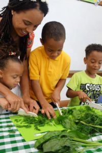 Family cooking together