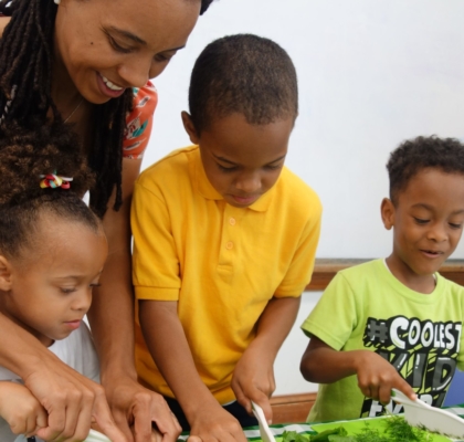 Family cooking together