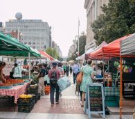 A busy day at the FRESHFARM Penn Quarter Market