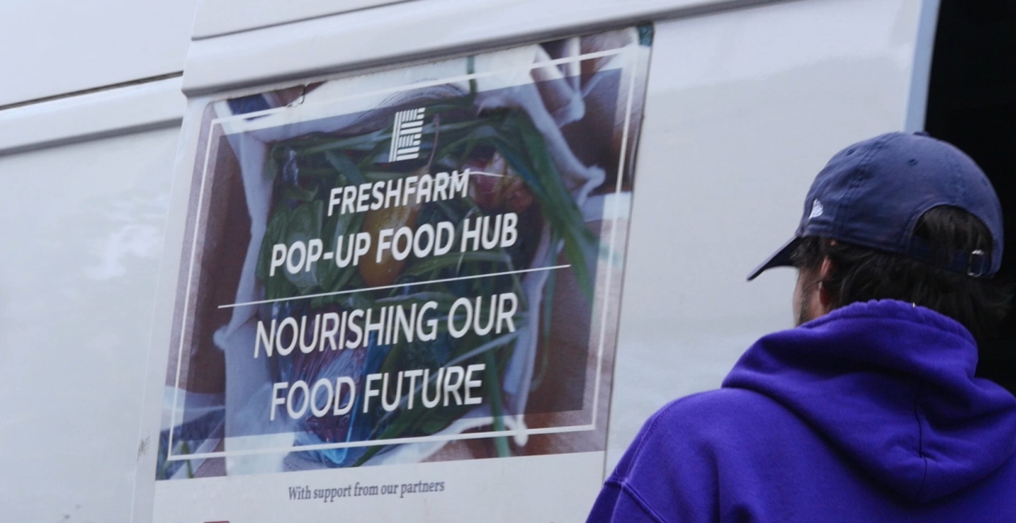The FRESHFARM Pop-Up Food Hub delivers fresh local food directly from farmers to community partners like Food & Friends